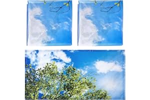 Hortsun Pack of 2 Fluorescent Light Covers 4 x 2 Feet Magnetic Ceiling Light Cover Room Supplies for Home Office(Blue Sky Leaves)