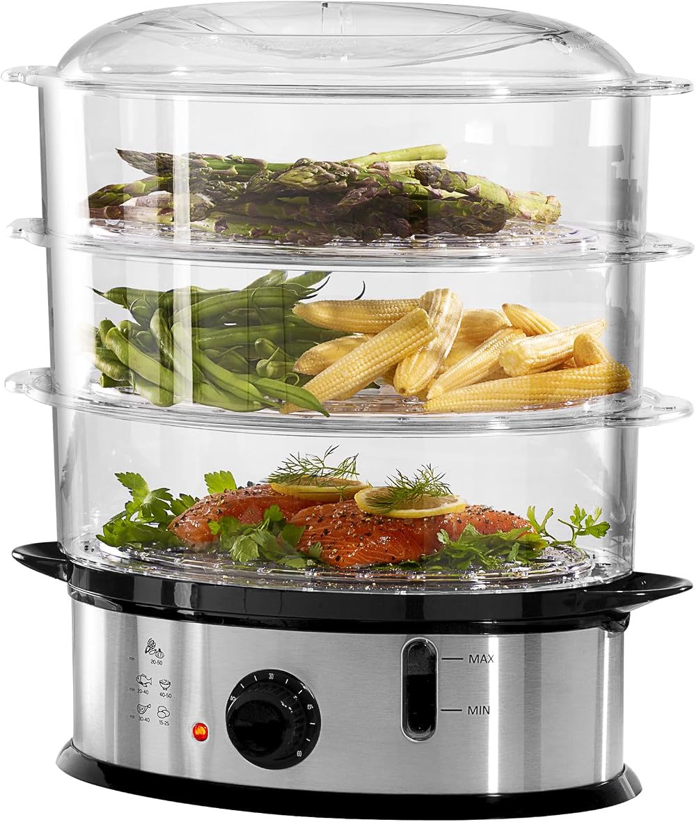 Daewoo 3 Tier Food Steamer 1200W with Timer Rice Bowl 3 Baskets