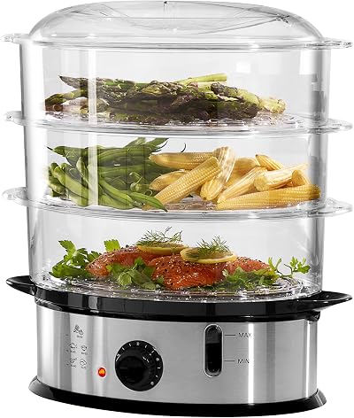 Daewoo 3 Tier Food Steamer 1200W with Timer Rice Bowl 3 Baskets