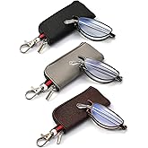 touk Foldable Reading Glasses Anti Blue Light, Soft Nose Pad Spring Hinge Compact Readers Portable Case for Men Women 2 Pack