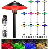 SUNVIE RGBW Low Voltage Landscape Lights 3W Color Changing Pathway Lights 12-24V Multi-Color Path Lights Waterproof for Yard Garden Walkway Holiday Landscape Lighting ETL Listed Cord, 12 Pack