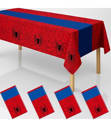 Manteles De Plástico Con Diseño De Telaraña - Pack De 2, Azul Y Rojo, 137x274 Cm - Para Fiestas Infantiles, Cumpleaños, Halloween