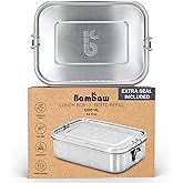 Bambaw Stainless Steel Lunch Box 40 oz, Metal Lunch Box with Adjustable Compartment, Leakproof Stainless Steel Bento, Food Grade Metal Sandwich Container