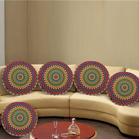 Buy Style Fabric Circle Round Fabric Cushion Covers 16x16 Inches