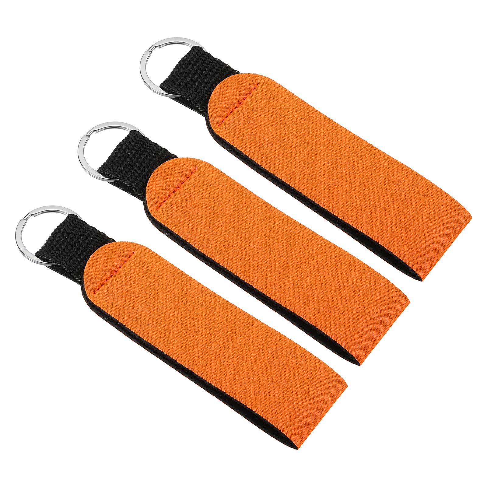 PATIKIL Floating Neoprene Keychain, 3 Pcs Waterproof Buoyant Key Ring Sublimation Float Keychain for Outdoor Water Sports, Orange