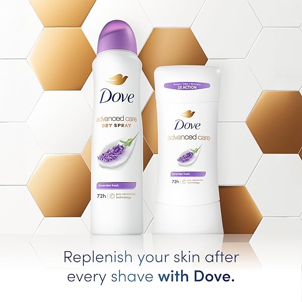 DOVE ADVANCED CARE ANTIPERSPIRANT DEODORANT STICK LAVENDER FRESH FOR HELPING REPAIR SKIN BARRIER AFTER SHAVING, WITH 72-HOUR SWEAT & ODOR PROTECTION, 2.6 OZ
