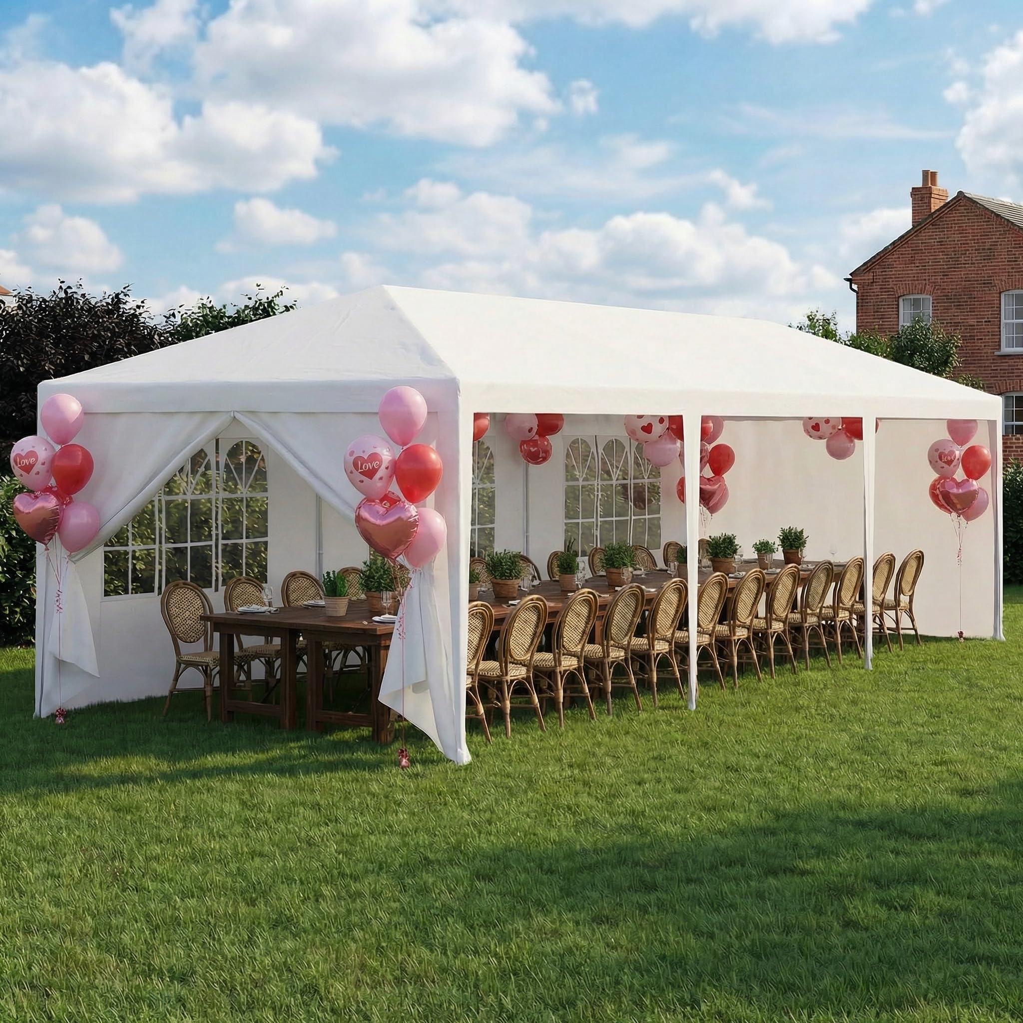 View 1 of ***MAJOR DAMAGE***HOTEEL 10x30 Party Tent Outdoor Canopy Tents for Parties with 8 Removable Sidewalls, Carpas para Fiestas Waterproof for Gazebo Large Backyard Shelter Patio Wedding Events BBQ