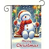 BlissYard Christmas Snowman Garden Flag 12x18 Inch Winter Swing Snowman Yard Flag Double Sided Outdoor Holiday Decoration for Lawn Patio Garden Décor Festive Merry Christmas Display Door Accent Door Banner