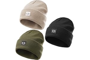 FURTALK 3 Pack Toddler Kids Beanie Baby Winter Hat Knit Boys Girls Kids Embroidered Warm Cap