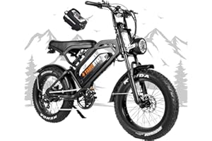 Tamobyke Electric Bike for Adults 750W/1500W Motor 20'' Fat Tire 48V 15AH/30AH Removable Battery 28MPH up to 60 Miles 7 Speed Double Suspension Machine/Hydraulic Brake Ebike