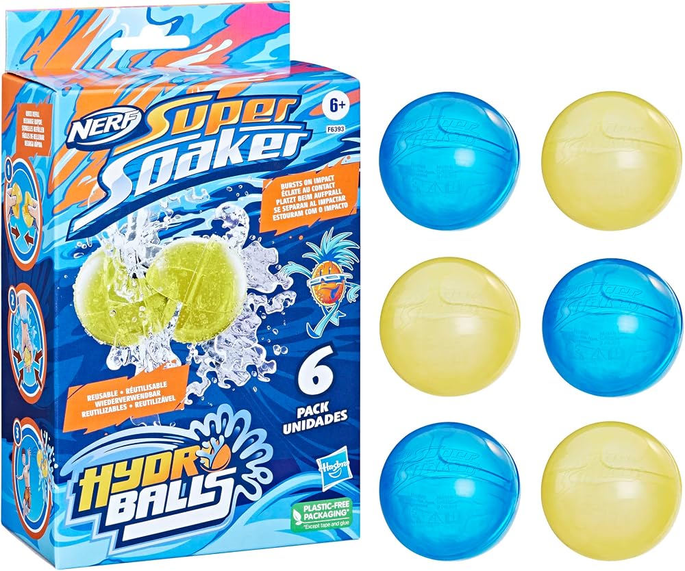 Nerf Super Soaker Hydro Balls 6 Pack Reusable Water Filled Splatter Toys