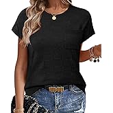 WIHOLL Short Sleeve Sweater for Women Crew Neck Trendy Summer Tops 2026 Travel Business Casual Spring Outfits with Pocket