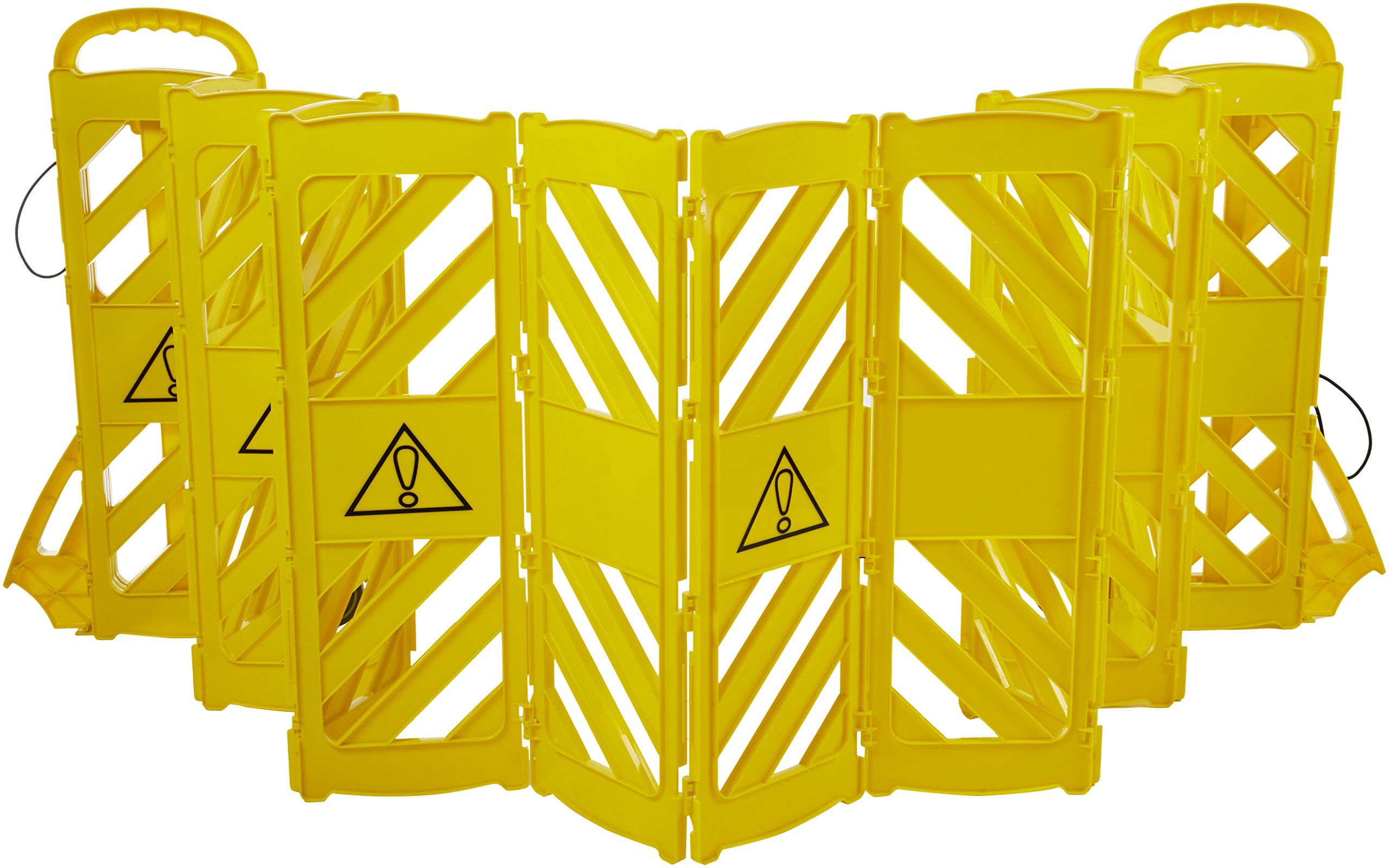 AmazonBasics Expandable Mobile Barricade Fence System, Yellow Buy