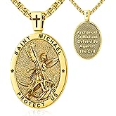 LOOVE Patron Saint Medals Amulet Necklace 925 Sterling Silver Protection Jewelry for Men Women with 20"/22"+2" Rolo Chain