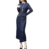 Lesuxa Formal Dresses for Women,Fall Long Sleeve Bodycon Dress,Formal Cocktail, Wedding Guest and Evening Party Maxi Dress