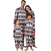 VNVNE Matching Christmas Onesie Pajamas for Women/Men/Couples/Family, Xmas Holiday Long Sleeve One-Piece Adults Pjs Sleepwear