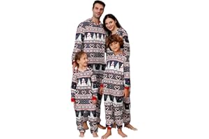 VNVNE Matching Christmas Onesie Pajamas for Women/Men/Couples/Family, Xmas Holiday Long Sleeve One-Piece Adults Pjs Sleepwear