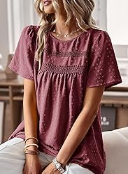 Falechay Womens Plus Size Tops Casual Summer Pom