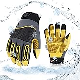 Vgo... Winter Work Gloves for Men, Cold Weather Waterproof Safety Work Gloves,Freezer Gloves,Cow Leather,Touchscreen(1 Pair,M,Gray,CA7724FW)