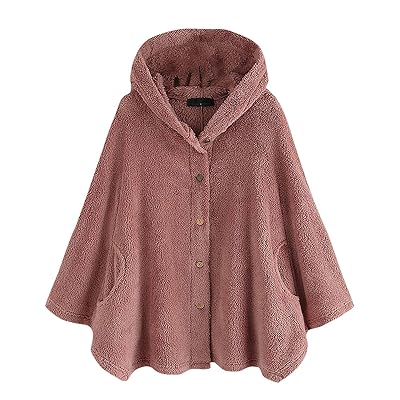 Tigivemen Womens Oversize Sweatshirt Women Plus Size Button Plush Tops Hooded Wool Pure Color Pullover Sweater Blouse