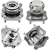 Detroit Axle - 2.0L 4pc Wheel Bearing Hubs Assembly 4 Lugs for Nissan Sentra 2007 2008 2009 2010 2011 2012, Front & Rear Wheel Bearing and Hubs Replacement