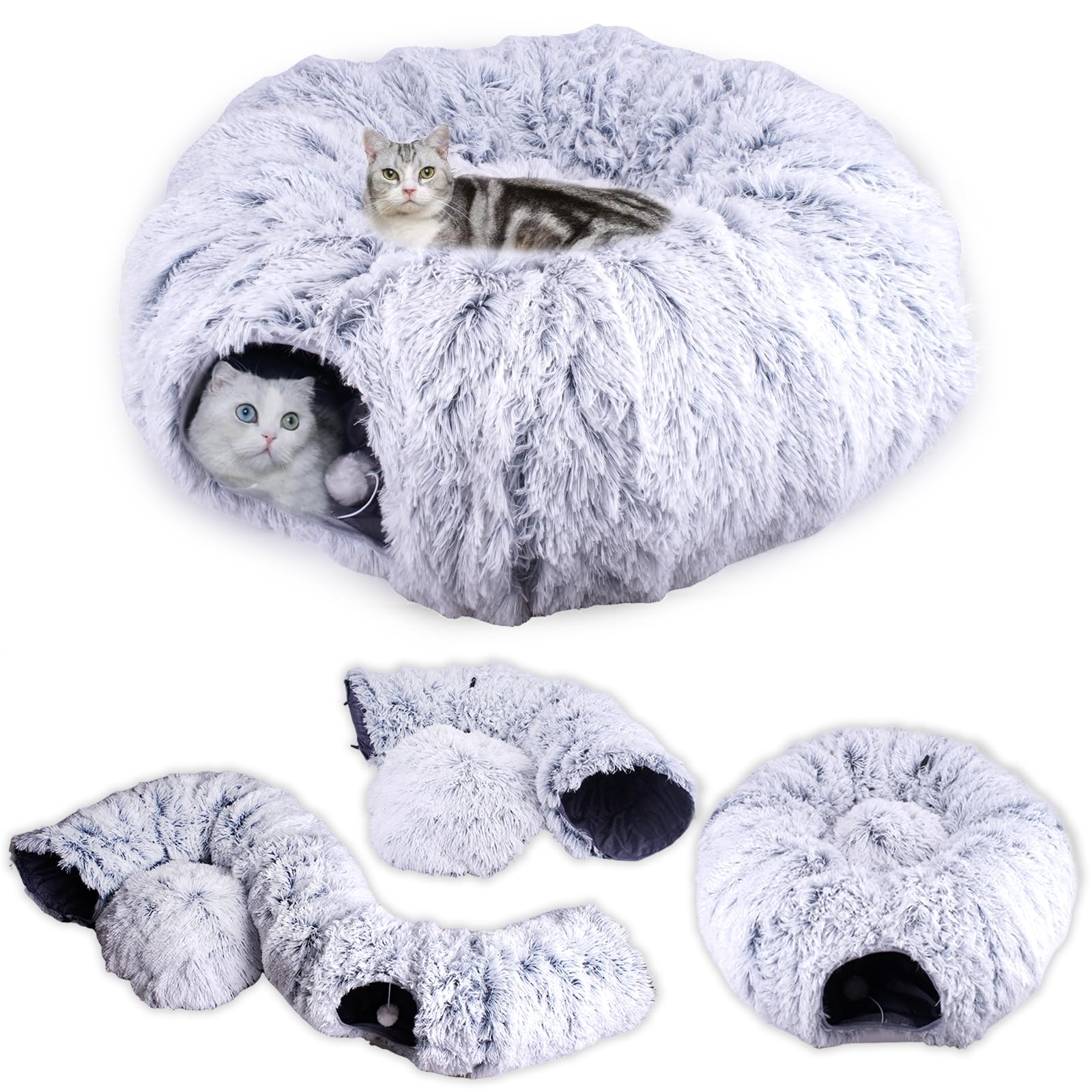 Photo 1 of **It's used, so it's unknown if it's missing parts and therefore not 100% functional***Cat Tunnel Bed for Indoor Cats - Large 3-in-1 Donut Tunnel, Peekaboo Cave With Washable Cushion, Multifunctional Toys for Cats and Rabbits (No Plush)