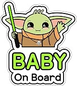 GEEKBEAR Baby on Board Car Sticker Reflective Weather-Resistant Cute Alien Boy