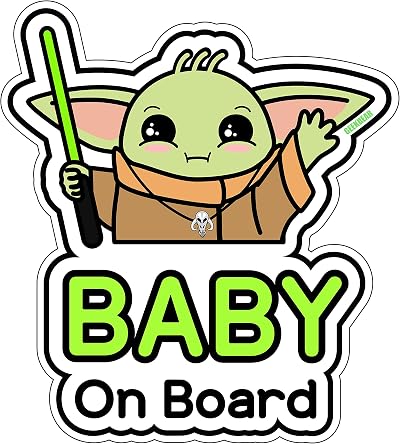 GEEKBEAR Baby on Board Car Sticker Reflective Weather-Resistant Cute Alien Boy