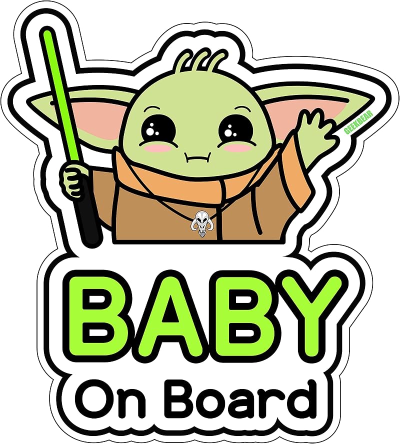 GEEKBEAR Baby on Board Car Sticker Reflective Weather-Resistant Cute Alien Boy