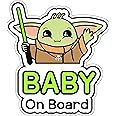 GEEKBEAR Baby on Board Car Sticker - Character Design, Reflective, Weather-Resistant (03. Cute Alien Boy)