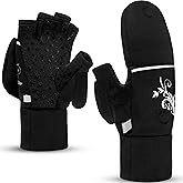 EZPACE Convertible Running Mittens for Women Cold Weather Fingerless Gloves Warm for Winter