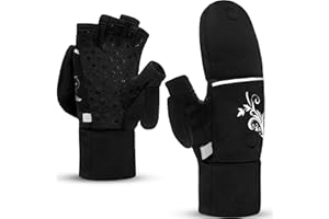 EZPACE Convertible Running Mittens for Women Cold Weather Fingerless Gloves Warm for Winter