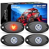 Nilight 4PCS Red LED Rock Lights Underglow Wheel Well Pods | Waterproof Underbody Exterior Lights for Truck Pickup ATV UTV SUV Motorcycle Boat