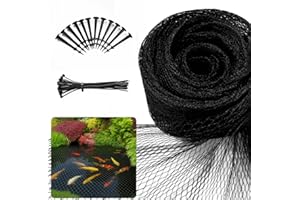 GASXPERT Pond Netting for Koi Ponds, 7’ x 10’ Pond Netting Cover for Leaves, Durable Koi Pond Net to Catch Leaves & Debris, Drive Herons, Raccoons, Cats & Predators Away, 12 Stakes Included (3/8” Mesh)