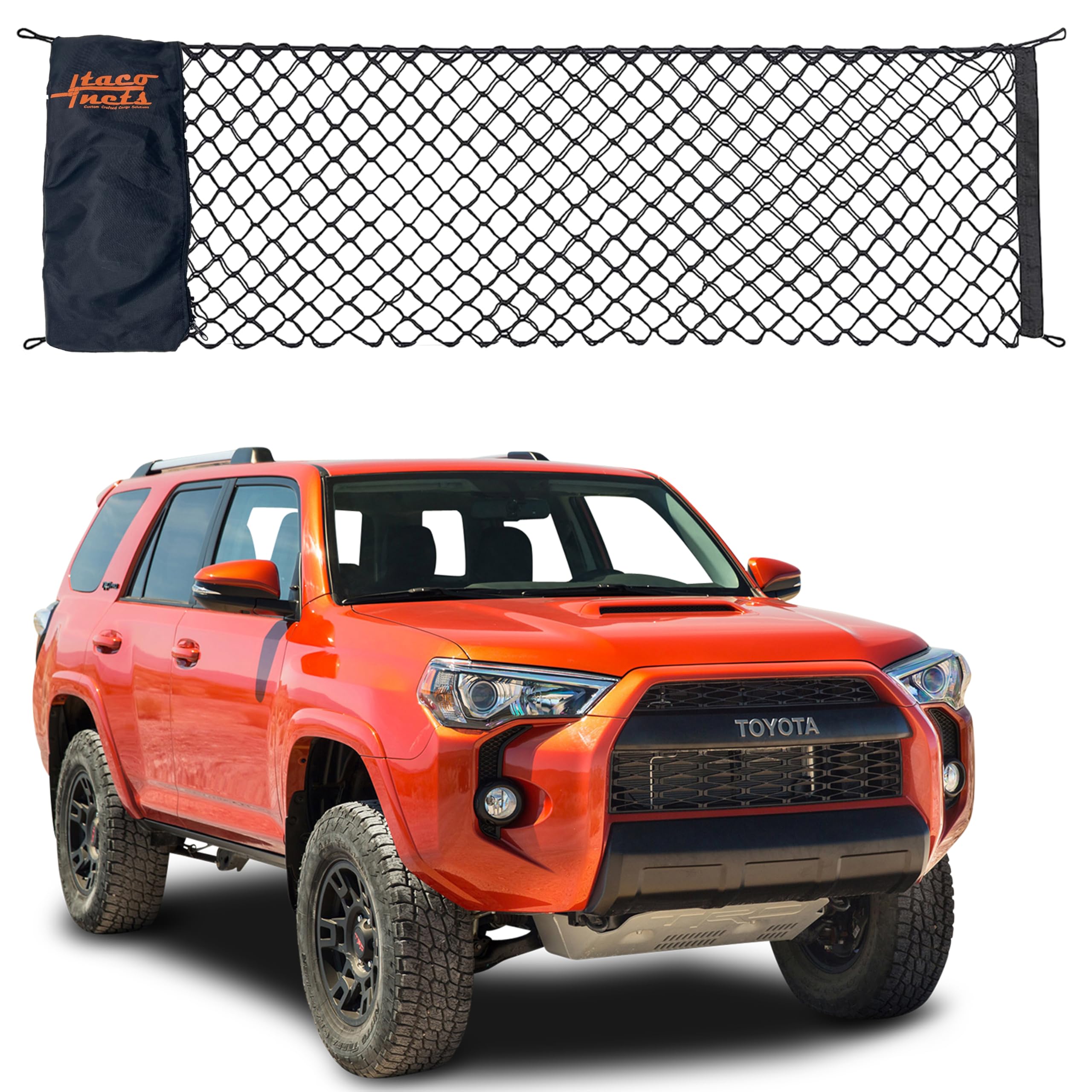 Photo 1 of TacoNets Envelope Cargo Net for Toyota 4Runner - Fits 2010-2024 w/ 2nd Row - Upgraded 5mm Bungee - Integrated Storage Bag - Heavy Duty Hooks - Designed in USA