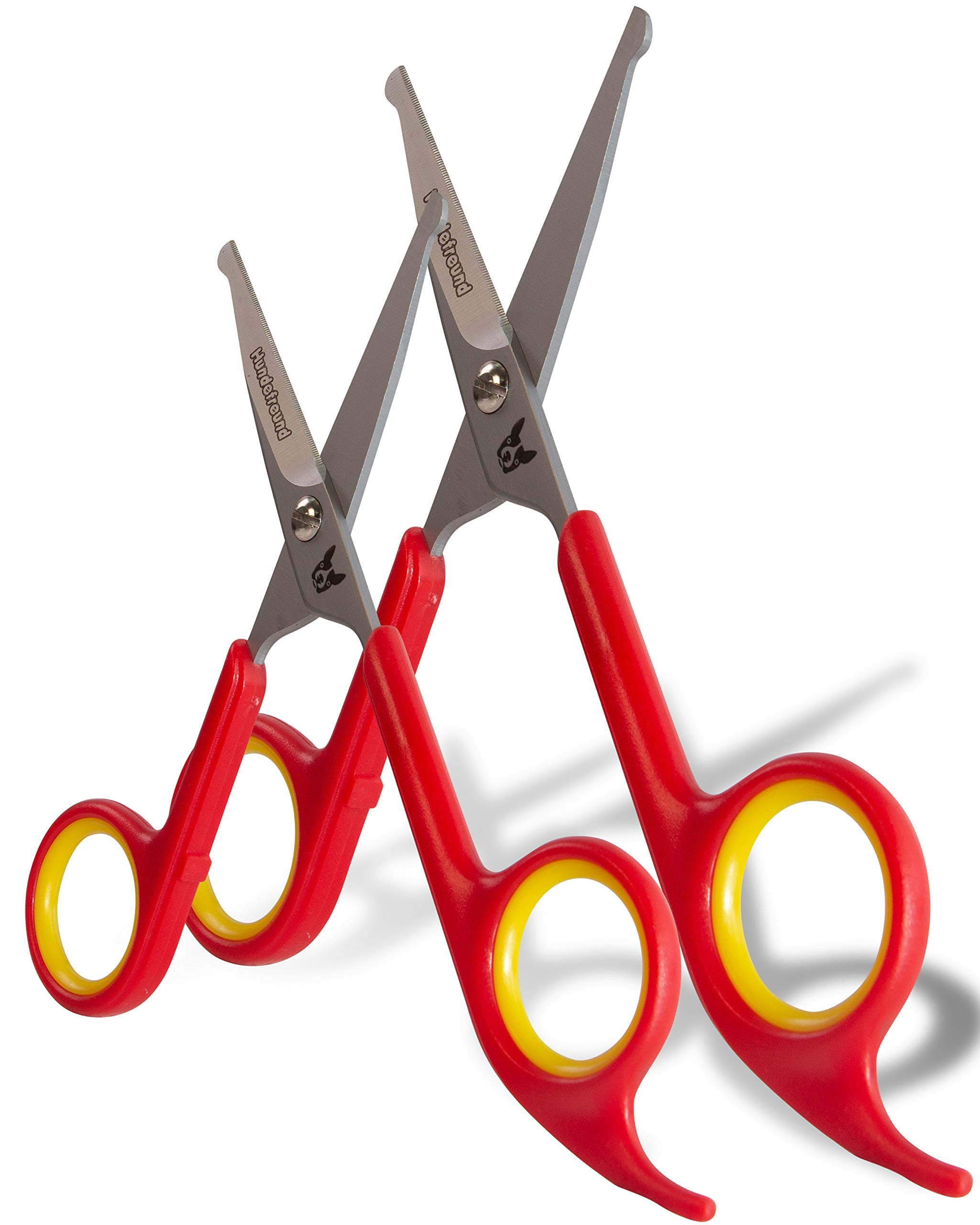 Hundefreund, set of 2 pairs of scissors for dog grooming, fur scissors made of stainless steel with rounded tip