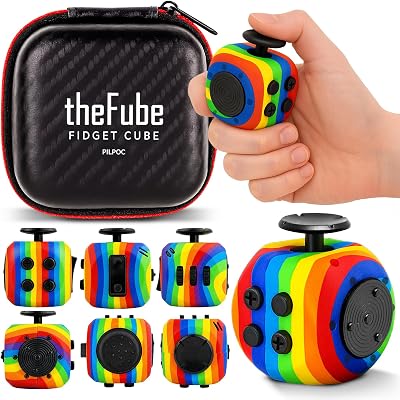 PILPOC theFube Fidget Cube Deluxe with Protective Case Rainbow