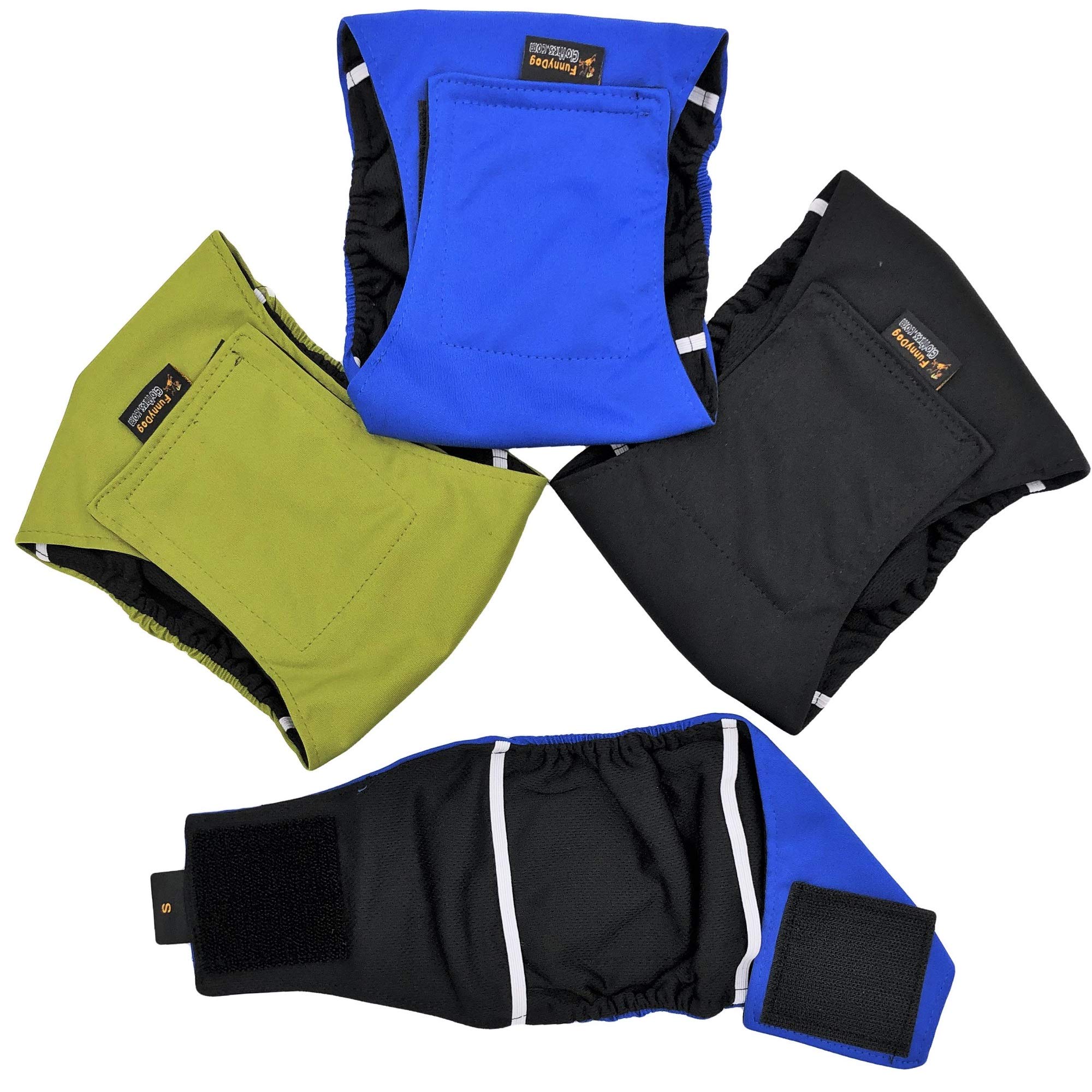 Pack of 3 Male Dog Diapers Waterproof Leak Proof Belly Band Wrap Washable for Small, Medium and Large Pets (L: Waist 16" - 20")