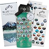 BlueTrail National Parks Water Bottle with Stickers Pacific Teal Color