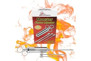 BBQ Dragon Meat Syringe Injector Kit - Stainless Steel Marinade Injector for Smoking Turkey & Brisket - Food Injector with 3 Needles for Liquid & Chunky Marinades - Flavor Injector for Meat & Poultry