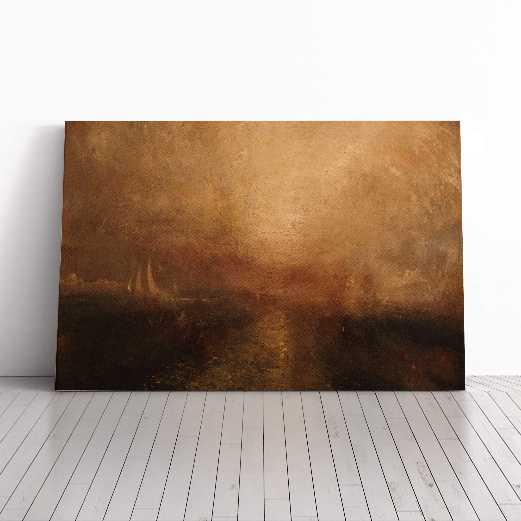 Joseph William Turner Yacht Approcahing The Coast Canvas Print | Gallery Wrapped 30mm Frame Wall Art | 20x14 inches | Ready to Hang | Contemporary Seascape Picture | Living Room Bedroom Lounge Office