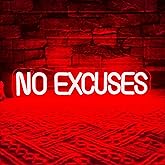 No Excuses Gym Neon Sign, GYM Motivational Neon Workout Neon Sign Fitness Studio Training Room Decor GYM Wall Art Decor Light Sign Gym Enthusiasts Gymnastic Sign(14.1 * 3.1in)