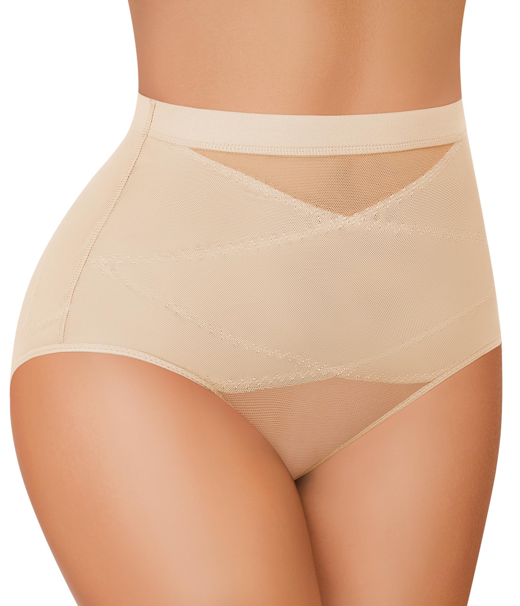Photo 1 of MERYOSZ Mesh Tummy Control Shapewear Panties - Seamless Underwear Shapewear for Women Faja Body Shaper Girdle (Beige,XX-Large)