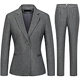 MODFUL Women's 2 Piece Business Suit Pant Set Slim Fit One Button Blazer Jacket Lady Work Suit for Office