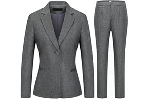 MODFUL Women's 2 Piece Business Suit Pant Set Slim Fit One Button Blazer Jacket Lady Work Suit for Office