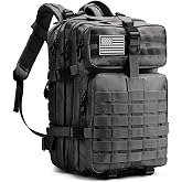 ONE WVW PIN Tactical Backpack for Men, 45L Military Gym Backpacks, Large 3-Day Assault Pack Bug Out Bag MOLLE Daypack for Rucking Fishing Camping(Black)