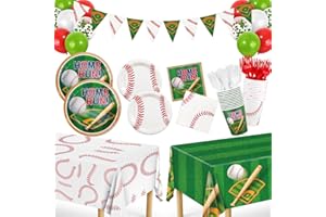 MIUCAT Baseball Party Decorations for 24 - Baseball Party Supplies Bundle with Plates, Napkins, Cups, Banner,Tablecloth and Balloons Perfect for Birthday & Gameday Celebrations