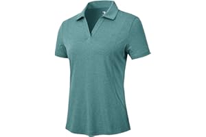 YSENTO Womens Golf Apparel Shirts Clothes V-Neck Tops Collared UPF 50+ Dry Fit Short Sleeve Tennis Polo Shirts