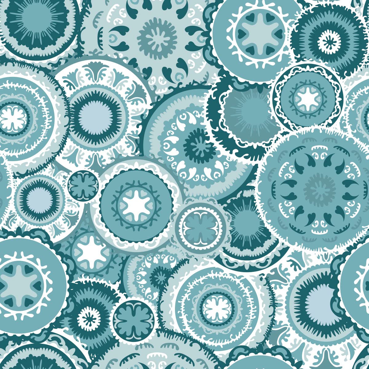 Boho Abstract Upholstery Fabric by The Yard,Retro Aqua Mandala Outdoor Fabric by The Yard,Bohemian Geometric Circle Decor Fabric for Upholstery and Home DIY Projects,1 Yard,(L92*W150cm) Turquoise