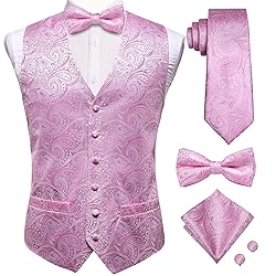 Hi-Tie Mens Suit Vest Bowtie Set Ties for Men V